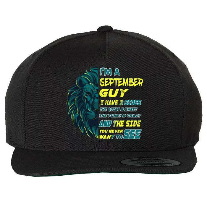 September Birthday Guy Has 3 Sides Sweet Funny Crazy Wool Snapback Cap