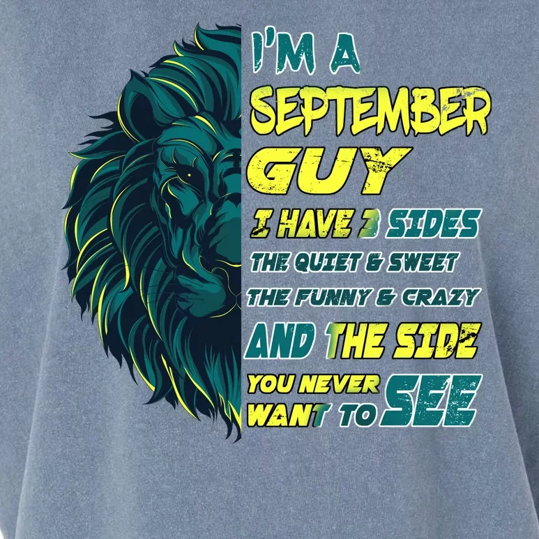 September Birthday Guy Has 3 Sides Sweet Funny Crazy Garment-Dyed Women's Muscle Tee