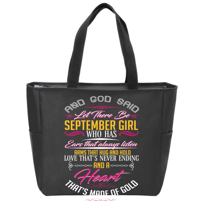 September Girl Always Listens Zip Tote Bag