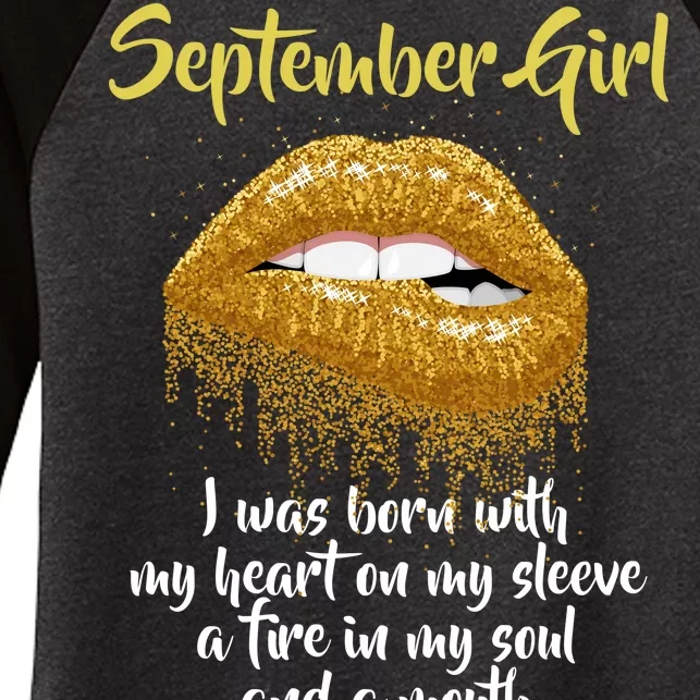 September Girl Born With Fire In My Soul Women's Tri-Blend 3/4-Sleeve Raglan Shirt