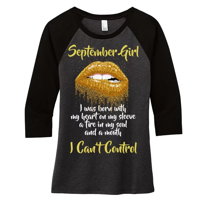 September Girl Born With Fire In My Soul Women's Tri-Blend 3/4-Sleeve Raglan Shirt