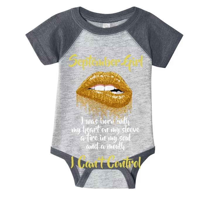 September Girl Born With Fire In My Soul Infant Baby Jersey Bodysuit