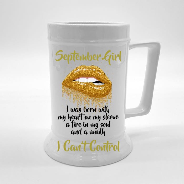 September Girl Born With Fire In My Soul Front & Back Beer Stein