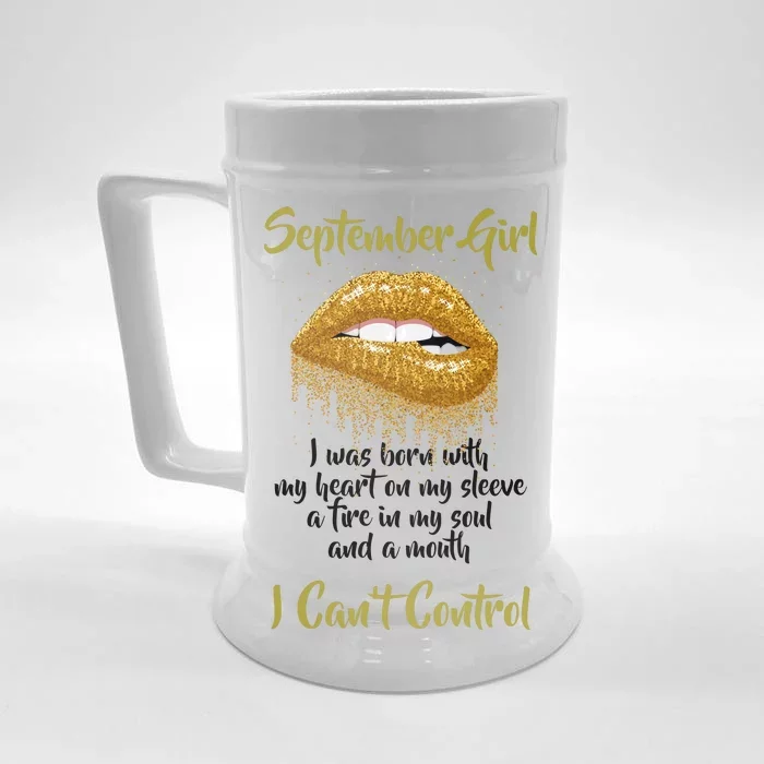 September Girl Born With Fire In My Soul Front & Back Beer Stein