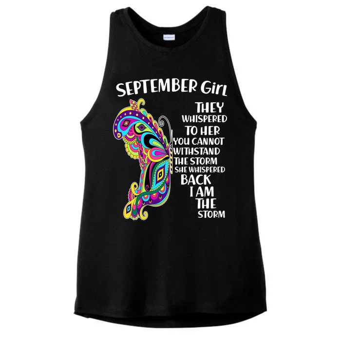 September Girl Paisley Butterfly Ladies Tri-Blend Wicking Tank