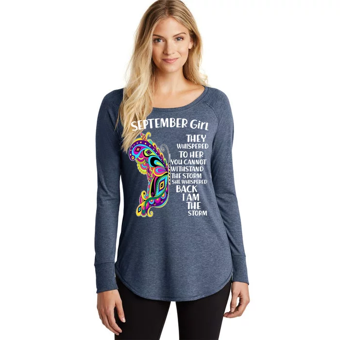 September Girl Paisley Butterfly Women's Perfect Tri Tunic Long Sleeve Shirt