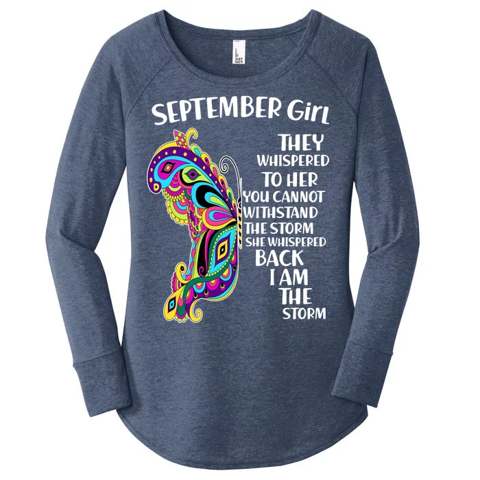 September Girl Paisley Butterfly Women's Perfect Tri Tunic Long Sleeve Shirt