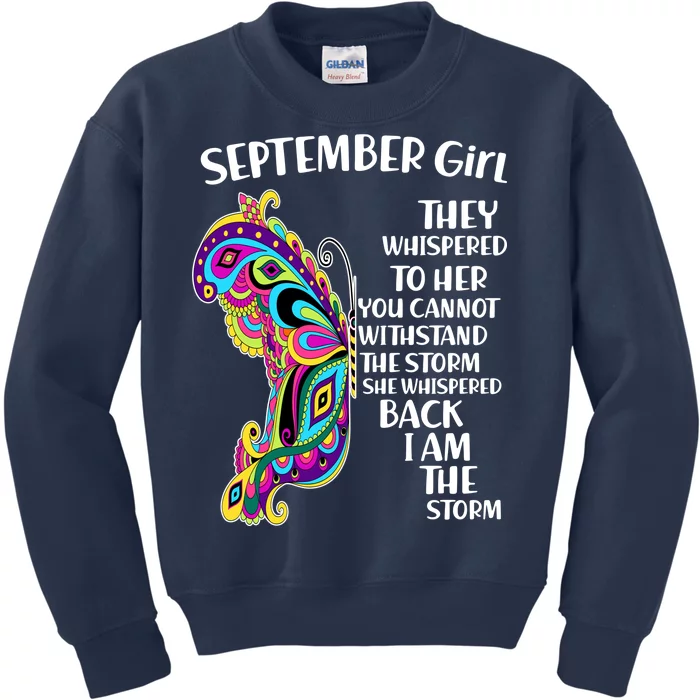 September Girl Paisley Butterfly Kids Sweatshirt