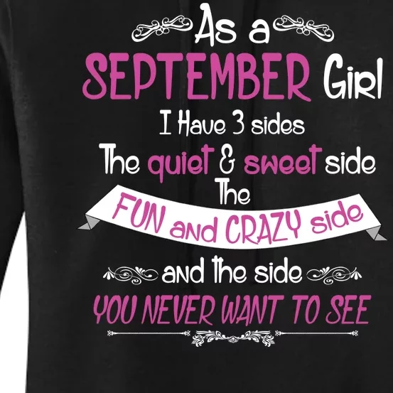 September Girl Sweet But Crazy Funny Birthday Women's Pullover Hoodie