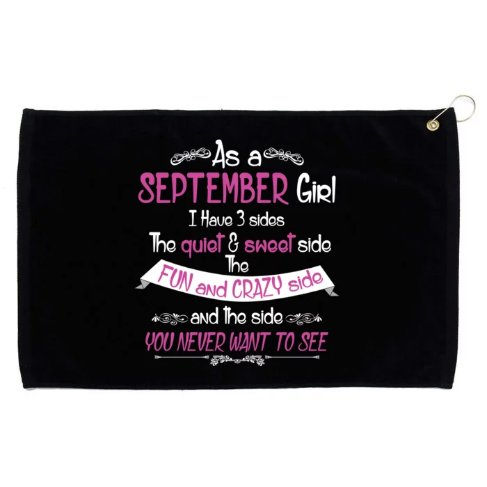 September Girl Sweet But Crazy Funny Birthday Grommeted Golf Towel