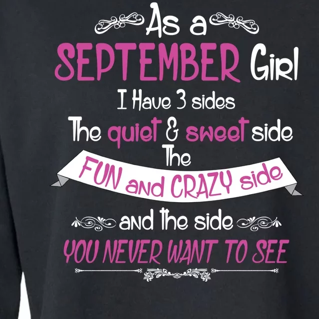 September Girl Sweet But Crazy Funny Birthday Cropped Pullover Crew