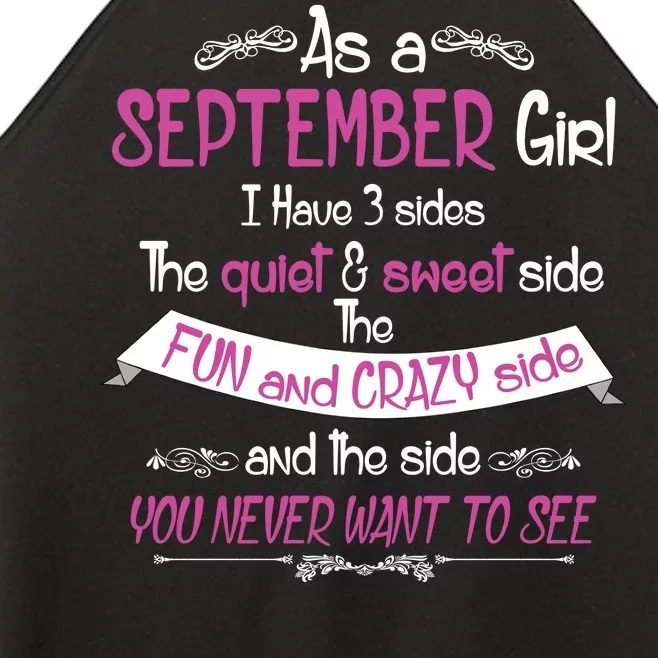 September Girl Sweet But Crazy Funny Birthday Women’s Perfect Tri Rocker Tank