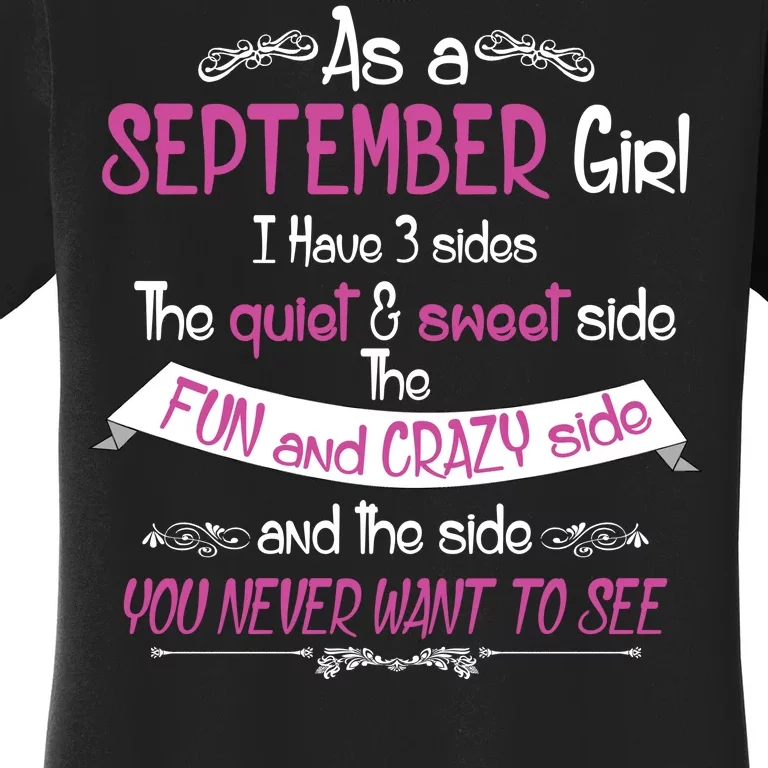 September Girl Sweet But Crazy Funny Birthday Women's T-Shirt