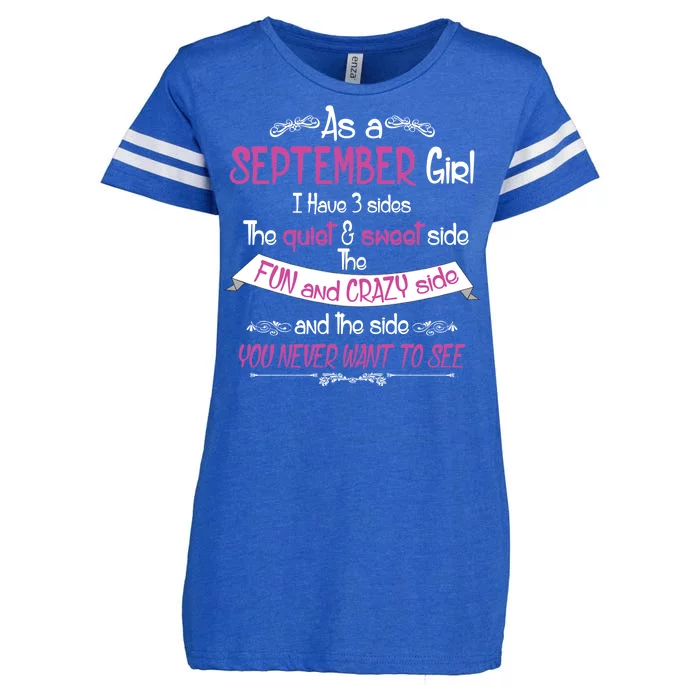 September Girl Sweet But Crazy Funny Birthday Enza Ladies Jersey Football T-Shirt