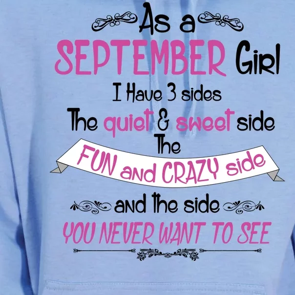 September Girl Sweet But Crazy Funny Birthday Unisex Surf Hoodie