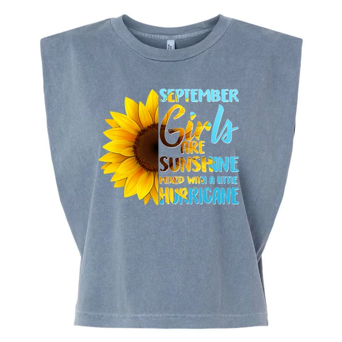 September Girls Are Sunshine Mixed With A Little Hurricane Garment-Dyed Women's Muscle Tee