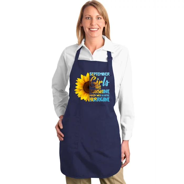 September Girls Are Sunshine Mixed With A Little Hurricane Full-Length Apron With Pocket