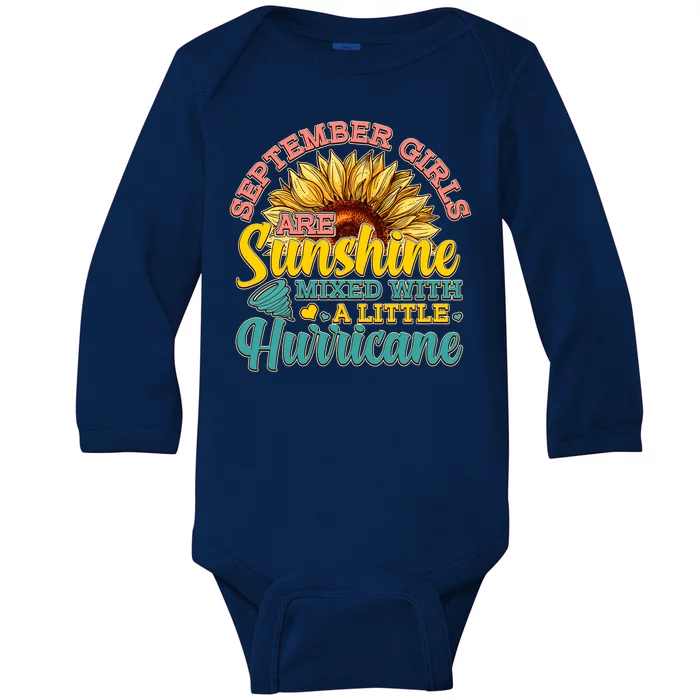 September Girls Sunshine And Hurricane Cute Baby Long Sleeve Bodysuit