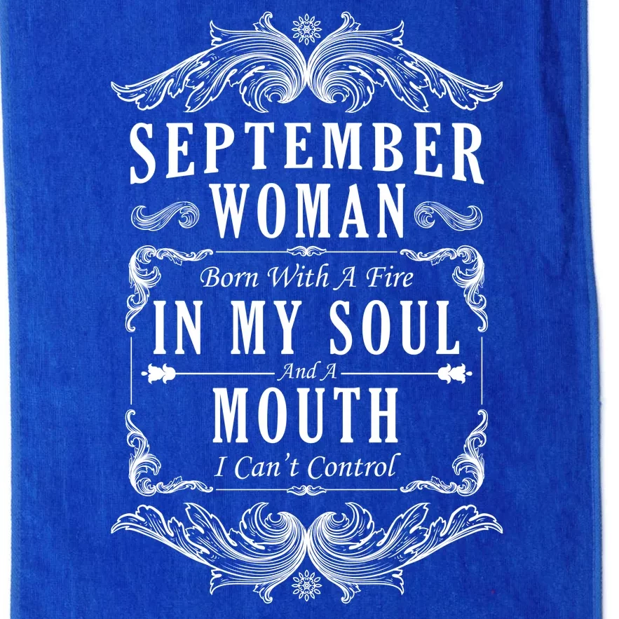 September Woman Funny Birthday Platinum Collection Golf Towel