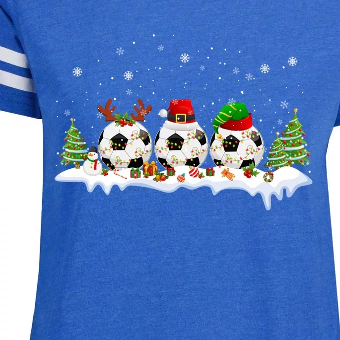 Santa Elf Reindeer Soccer Balls Xmas Tree Lights Christmas Gift Enza Ladies Jersey Football T-Shirt