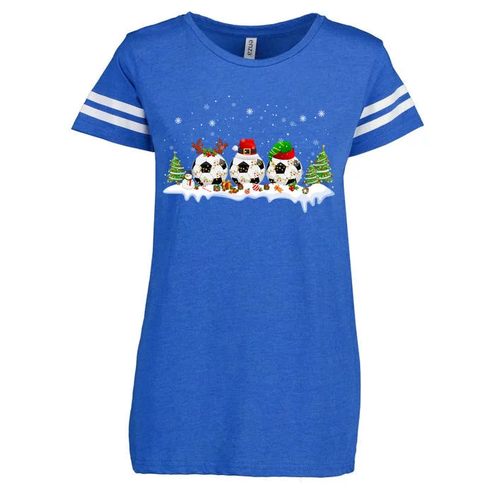 Santa Elf Reindeer Soccer Balls Xmas Tree Lights Christmas Gift Enza Ladies Jersey Football T-Shirt