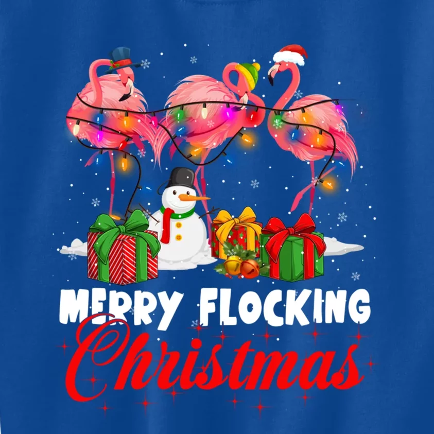 Santa Elf Reindeer Pink Flamingo Merry Flocking Christmas Cool Gift Kids Sweatshirt