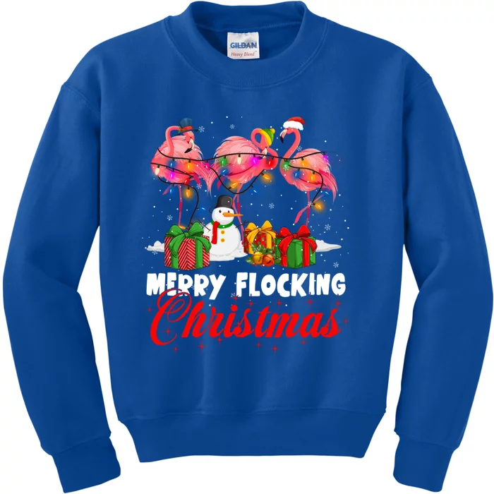 Santa Elf Reindeer Pink Flamingo Merry Flocking Christmas Cool Gift Kids Sweatshirt