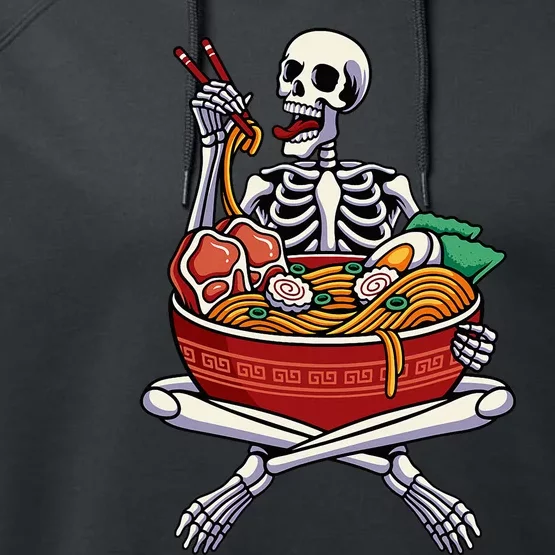 Skeleton Eating Ramen Lazy Halloween Costume Japanese Food Performance Fleece Hoodie