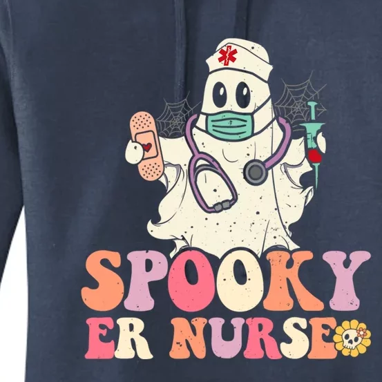 Spooky Emergency Room Nurse Funny Halloween Costume Er Nurse Gift Women's Pullover Hoodie