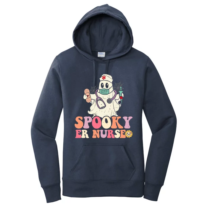 Spooky Emergency Room Nurse Funny Halloween Costume Er Nurse Gift Women's Pullover Hoodie