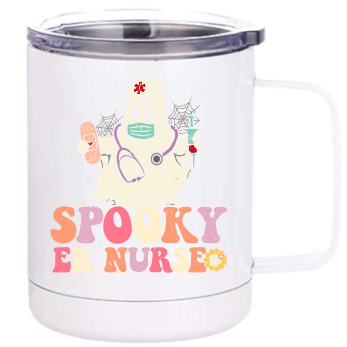 Spooky Emergency Room Nurse Funny Halloween Costume Er Nurse Gift Front & Back 12oz Stainless Steel Tumbler Cup