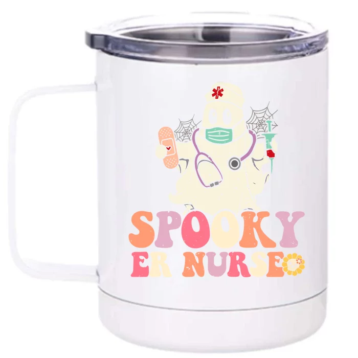 Spooky Emergency Room Nurse Funny Halloween Costume Er Nurse Gift Front & Back 12oz Stainless Steel Tumbler Cup