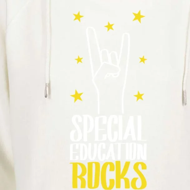 Special Education Rocks Special Education Teacher Gift Womens Funnel Neck Pullover Hood