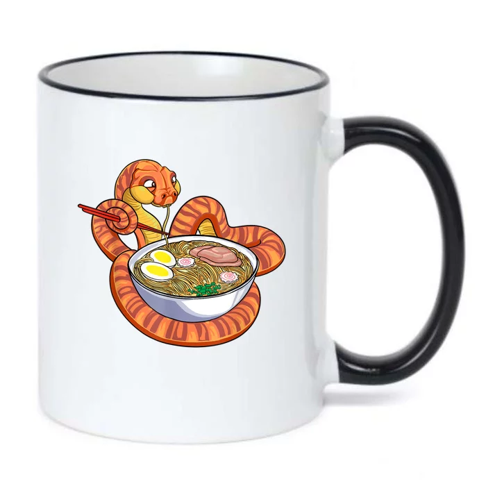 Snake Eating Ramen Kawaii Snake Japanese Noodle Black Color Changing Mug