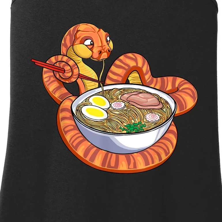 Snake Eating Ramen Kawaii Snake Japanese Noodle Ladies Essential Tank