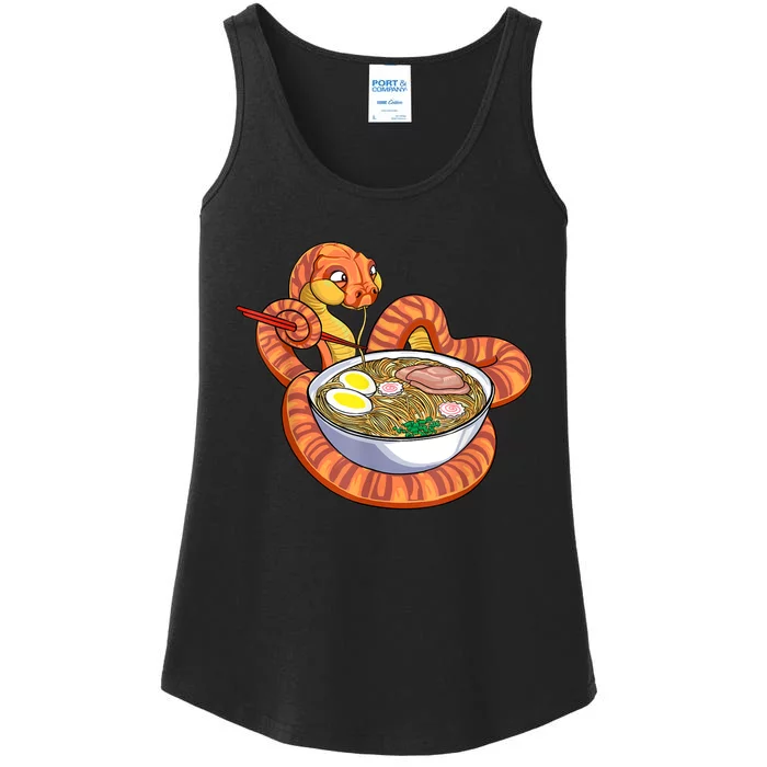 Snake Eating Ramen Kawaii Snake Japanese Noodle Ladies Essential Tank