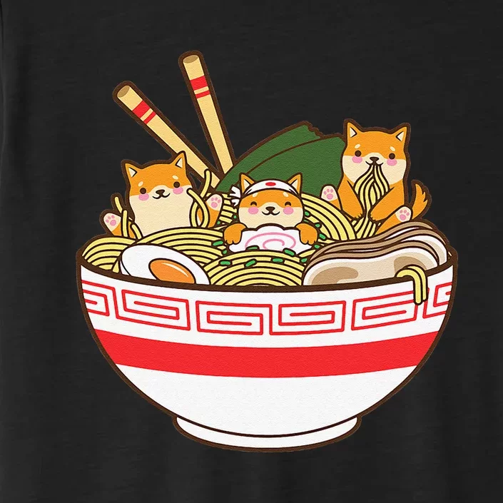 Shibas Eating Ra Noodles Kawaii Japanese Food Anime ChromaSoft Performance T-Shirt