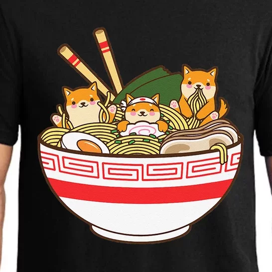 Shibas Eating Ra Noodles Kawaii Japanese Food Anime Pajama Set