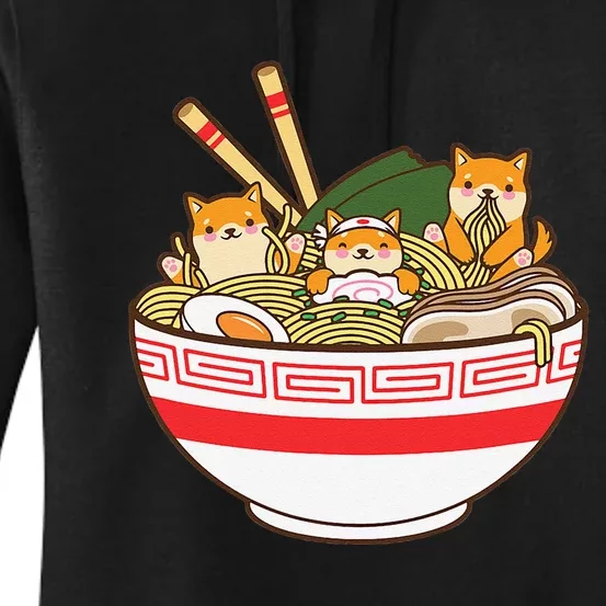 Shibas Eating Ra Noodles Kawaii Japanese Food Anime Women's Pullover Hoodie