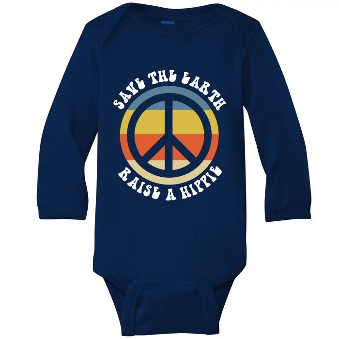 Save Earth Raise A Hippie 50th Anniversary Earth Day 2020 Gift Baby Long Sleeve Bodysuit