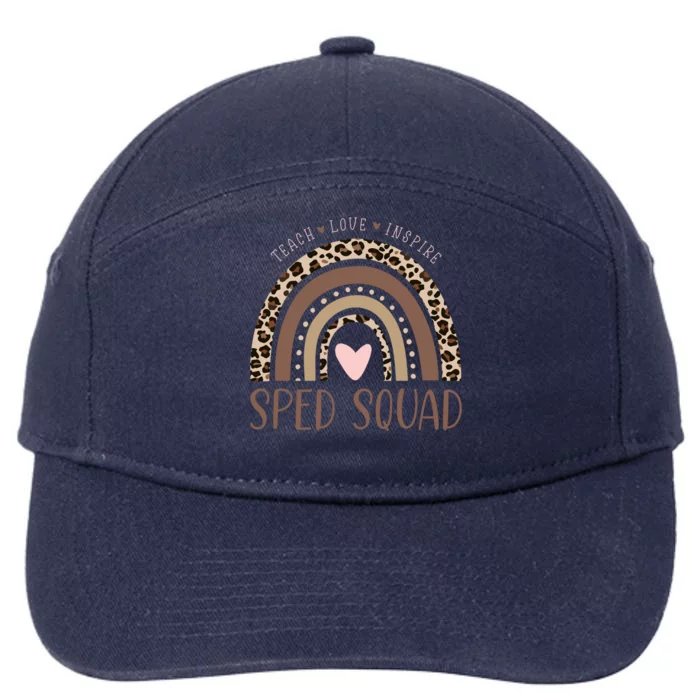 Special Education Sped Sped Squad Leopard Rainbow Modern Meaningful Gift 7-Panel Snapback Hat