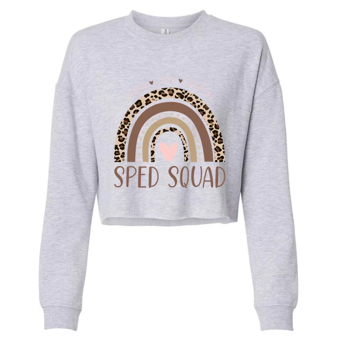 Special Education Sped Sped Squad Leopard Rainbow Modern Meaningful Gift Cropped Pullover Crew