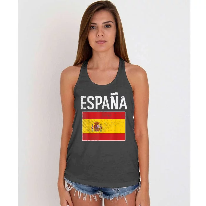 Spain Espana Spanish Flag Pride Sports Fan Soccer Gift Women's Knotted Racerback Tank