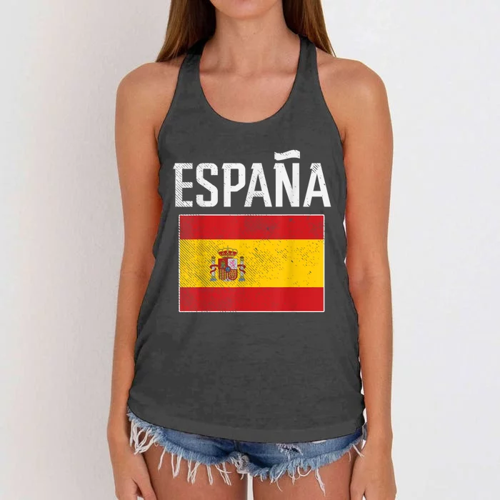 Spain Espana Spanish Flag Pride Sports Fan Soccer Gift Women's Knotted Racerback Tank