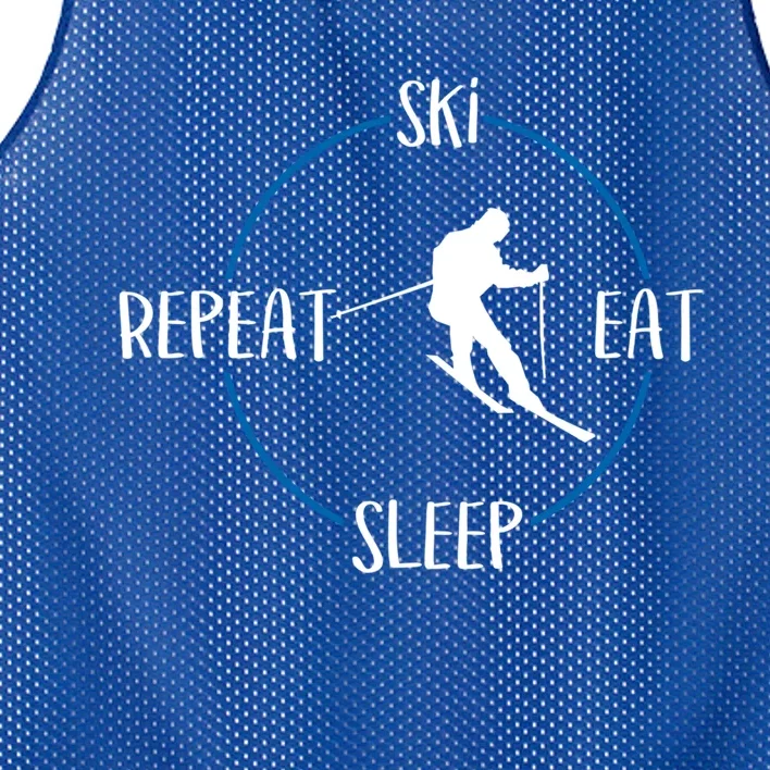 Ski Eat Sleep Repeat Gift For Skiers And Downhill Skiers Great Gift Mesh Reversible Basketball Jersey Tank