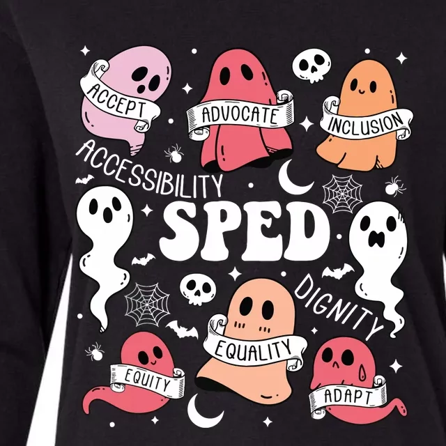 Special Education Sped Teacher Halloween Spooky Cute Ghosts Womens Cotton Relaxed Long Sleeve T-Shirt