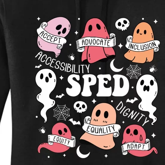 Special Education Sped Teacher Halloween Spooky Cute Ghosts Women's Pullover Hoodie