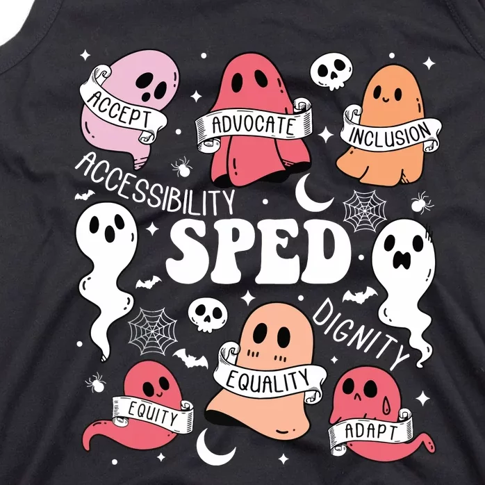 Special Education Sped Teacher Halloween Spooky Cute Ghosts Tank Top