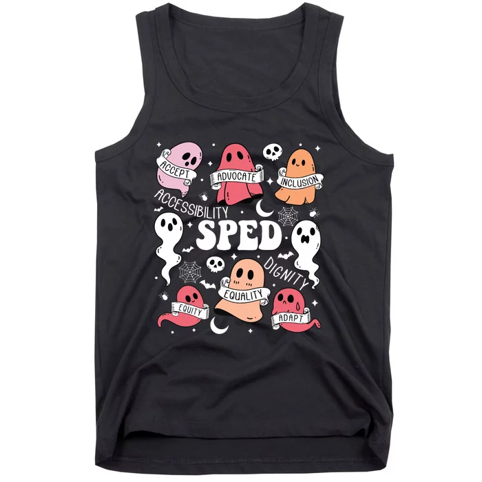 Special Education Sped Teacher Halloween Spooky Cute Ghosts Tank Top