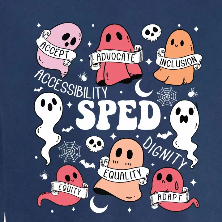 Special Education Sped Teacher Halloween Spooky Cute Ghosts Garment-Dyed Sweatshirt